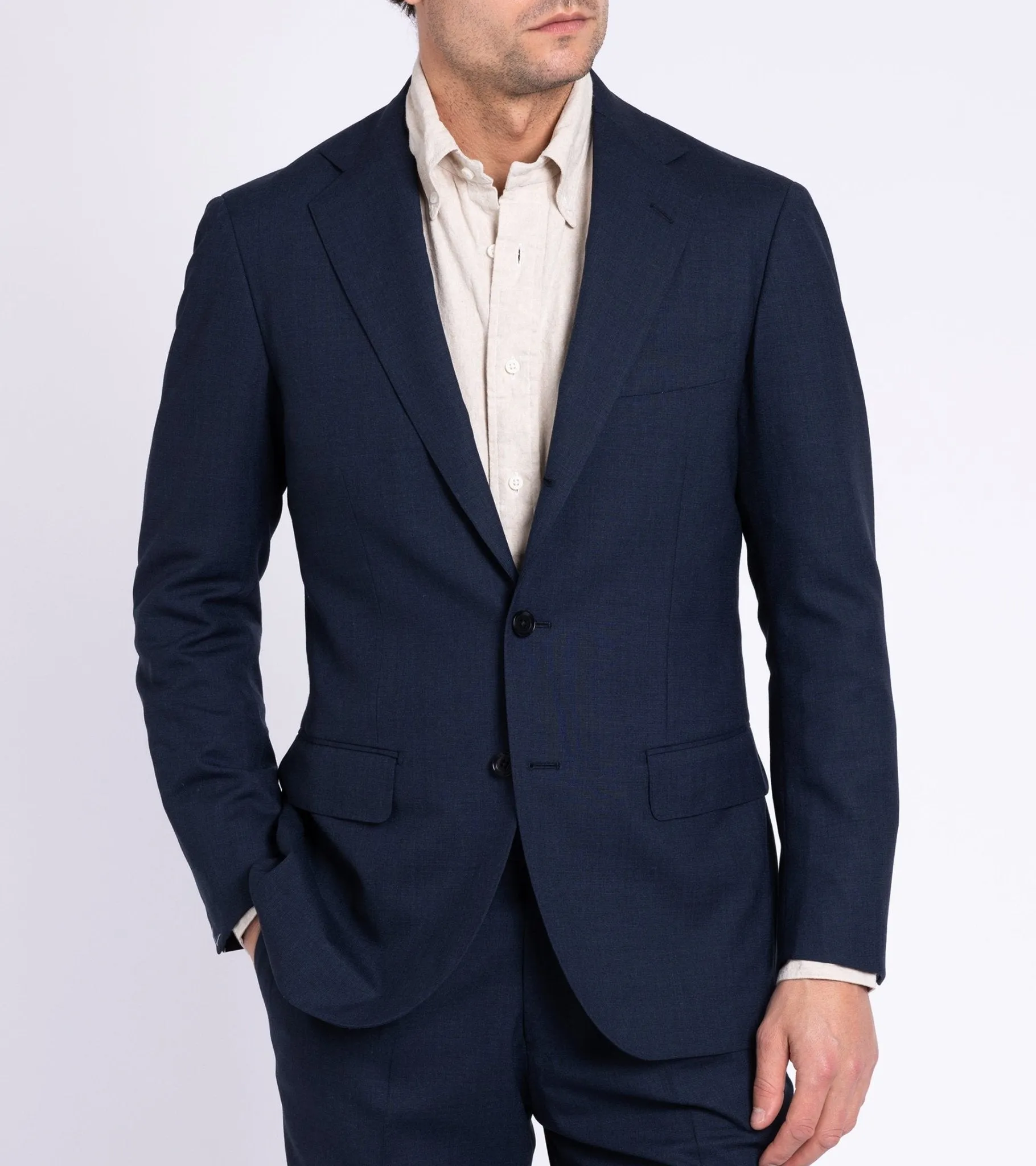 Ring Jacket Calm Twist Wool Suit: Slate Blue