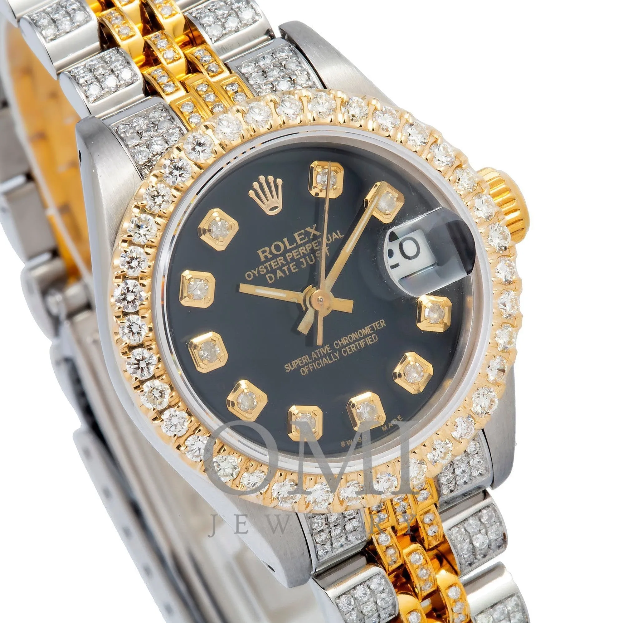 Rolex Datejust 69173 26MM Black Diamond Dial And Bezel With Two Tone Jubilee Bracelet