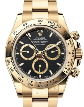 ROLEX DAYTONA YELLOW GOLD BLACK DIAL 126508 WITH YELLOW GOLD PRESIDENT OYSTER BRACELET