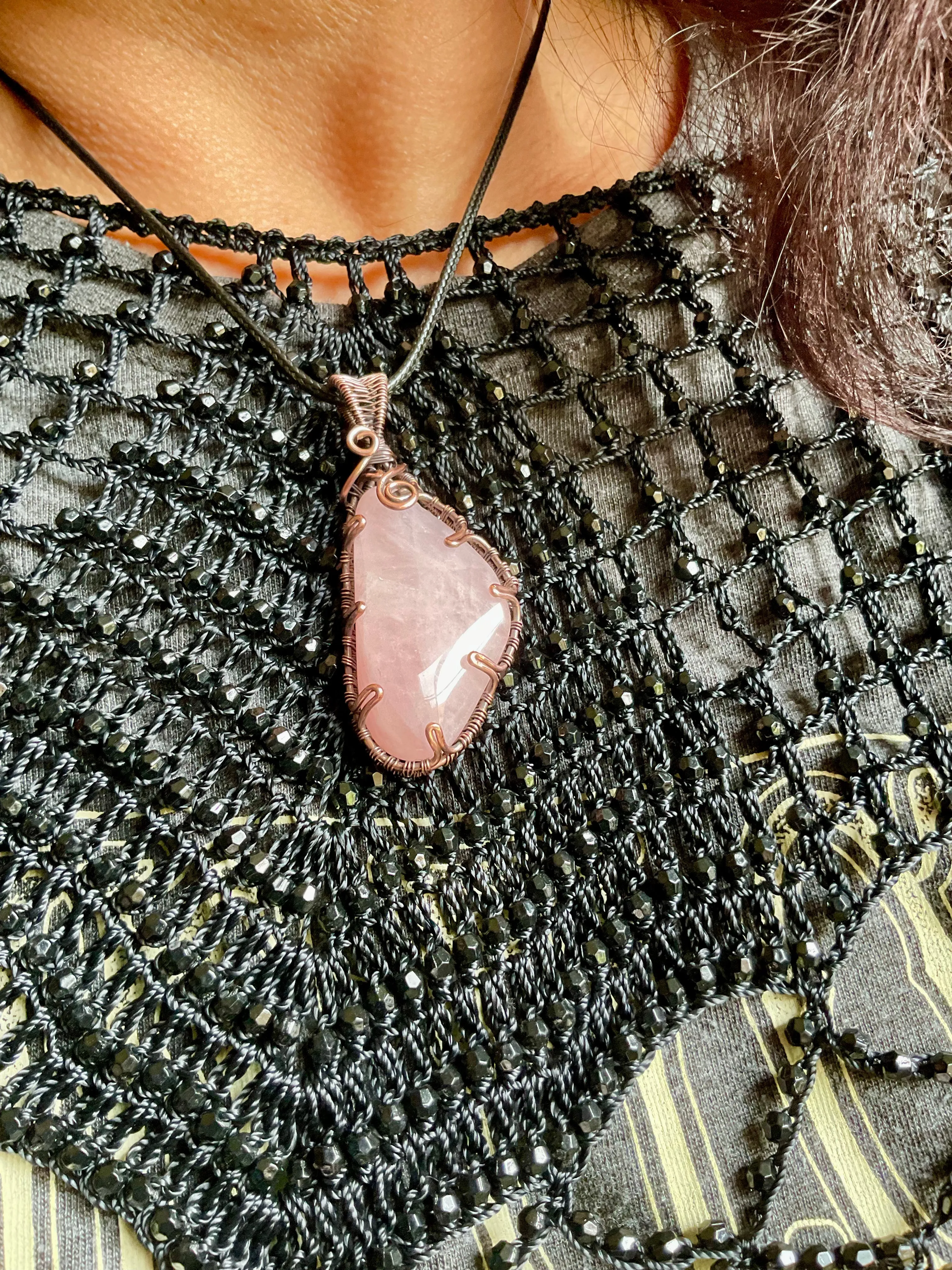 Rose Quartz Wire Wrapped Pendant