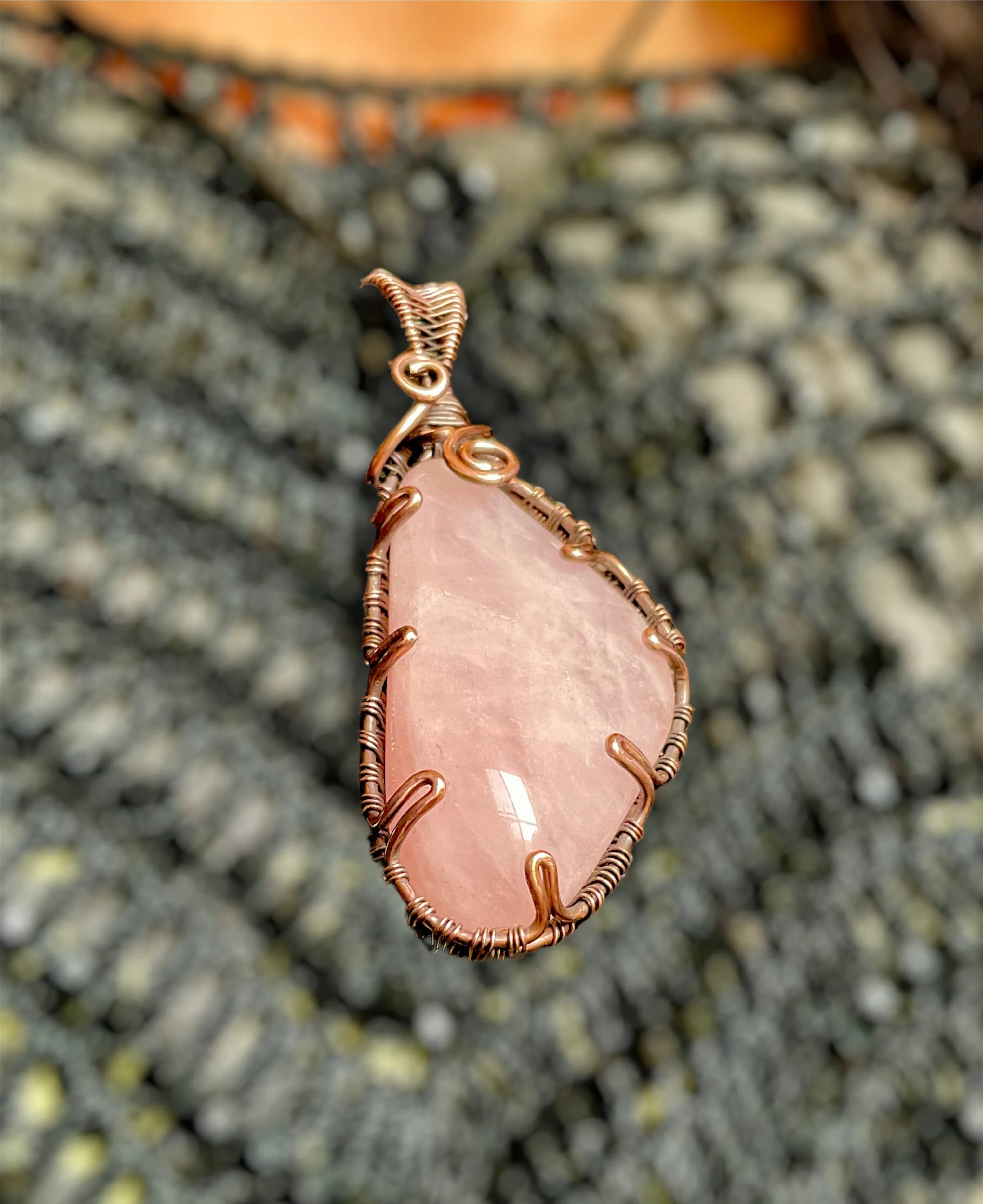 Rose Quartz Wire Wrapped Pendant