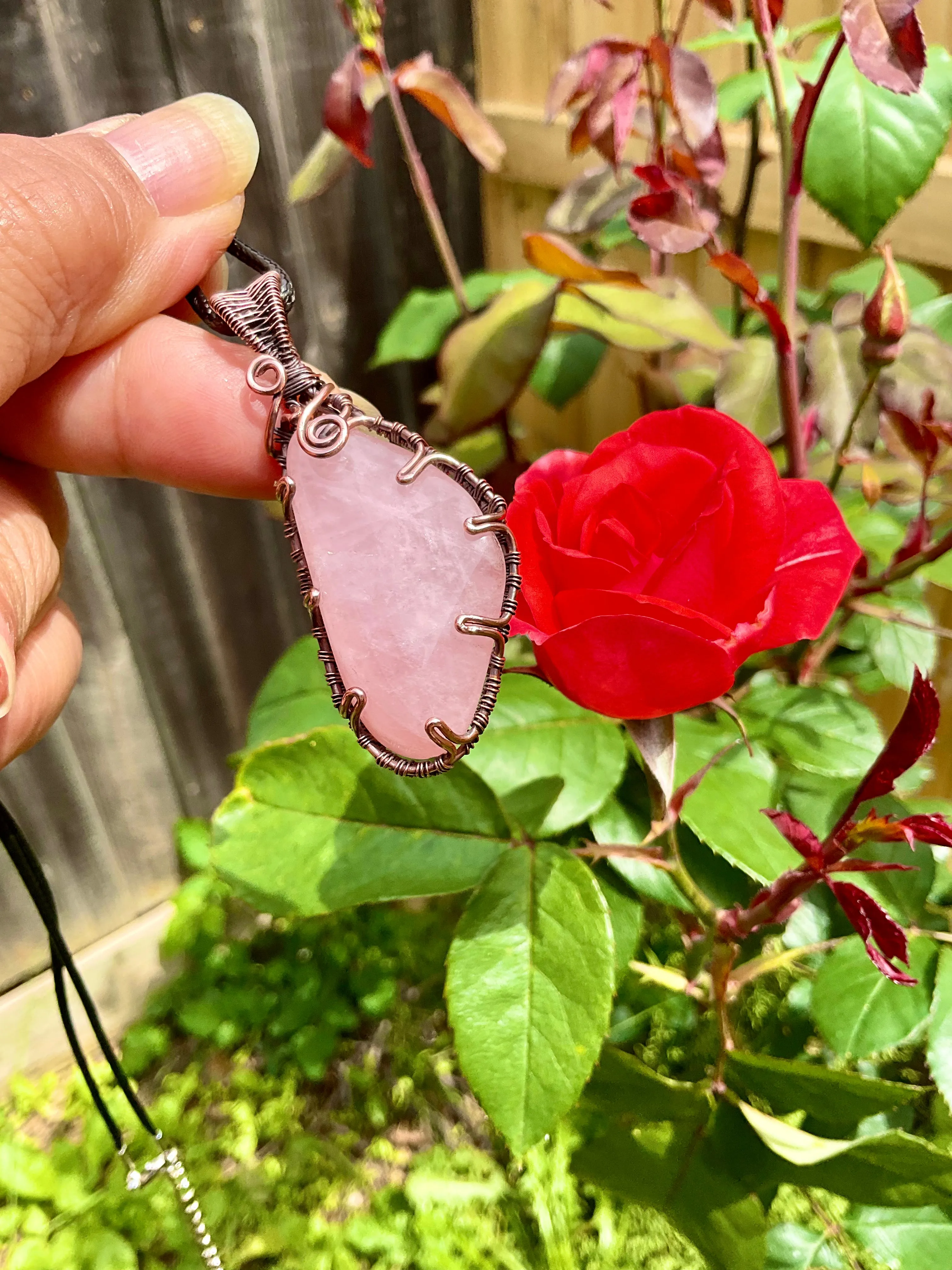 Rose Quartz Wire Wrapped Pendant