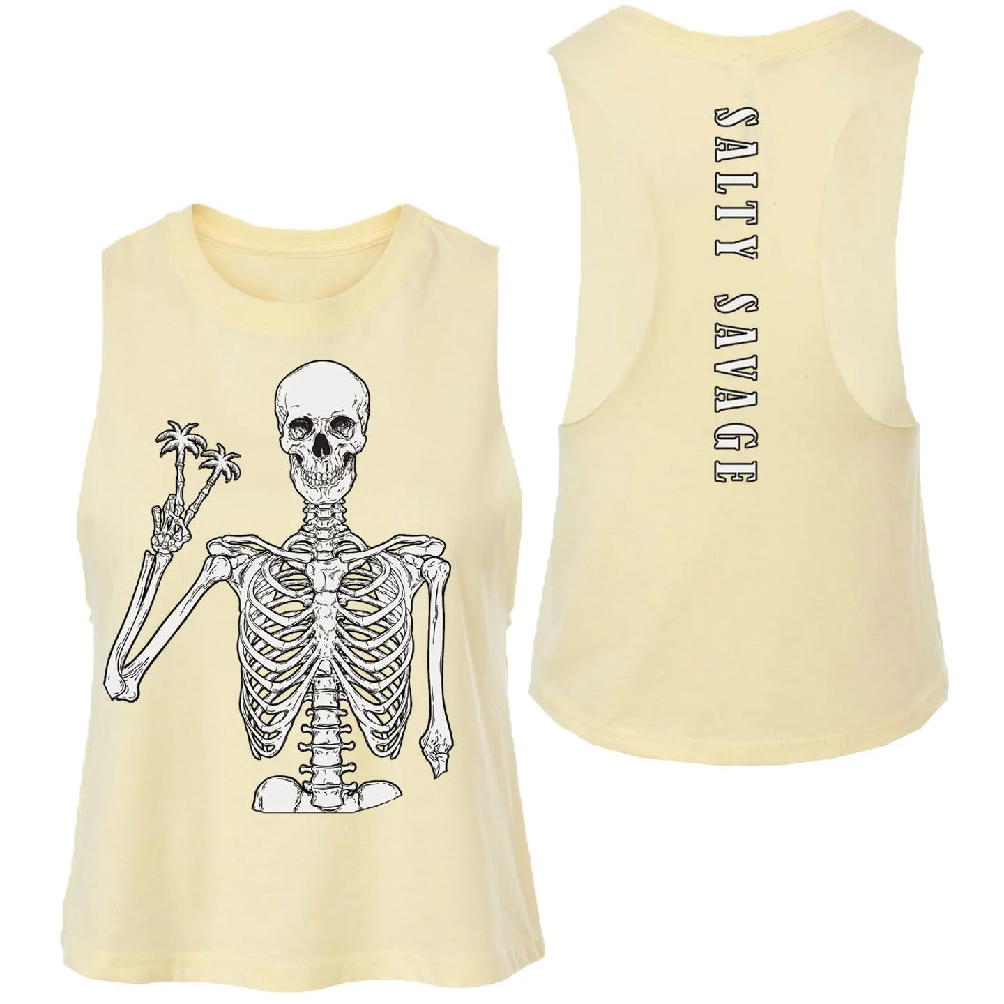 Salty Savage Ladies "Peace Skeleton" Flowy Crop Tank