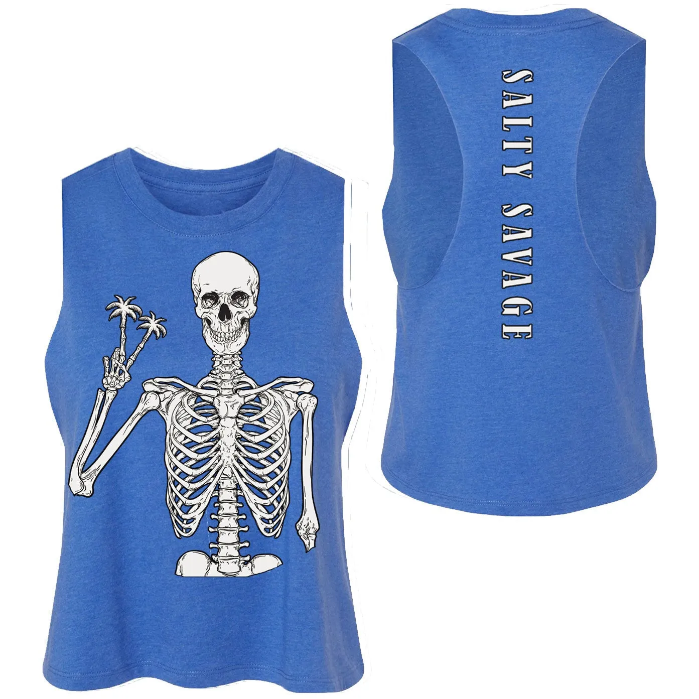 Salty Savage Ladies "Peace Skeleton" Flowy Crop Tank