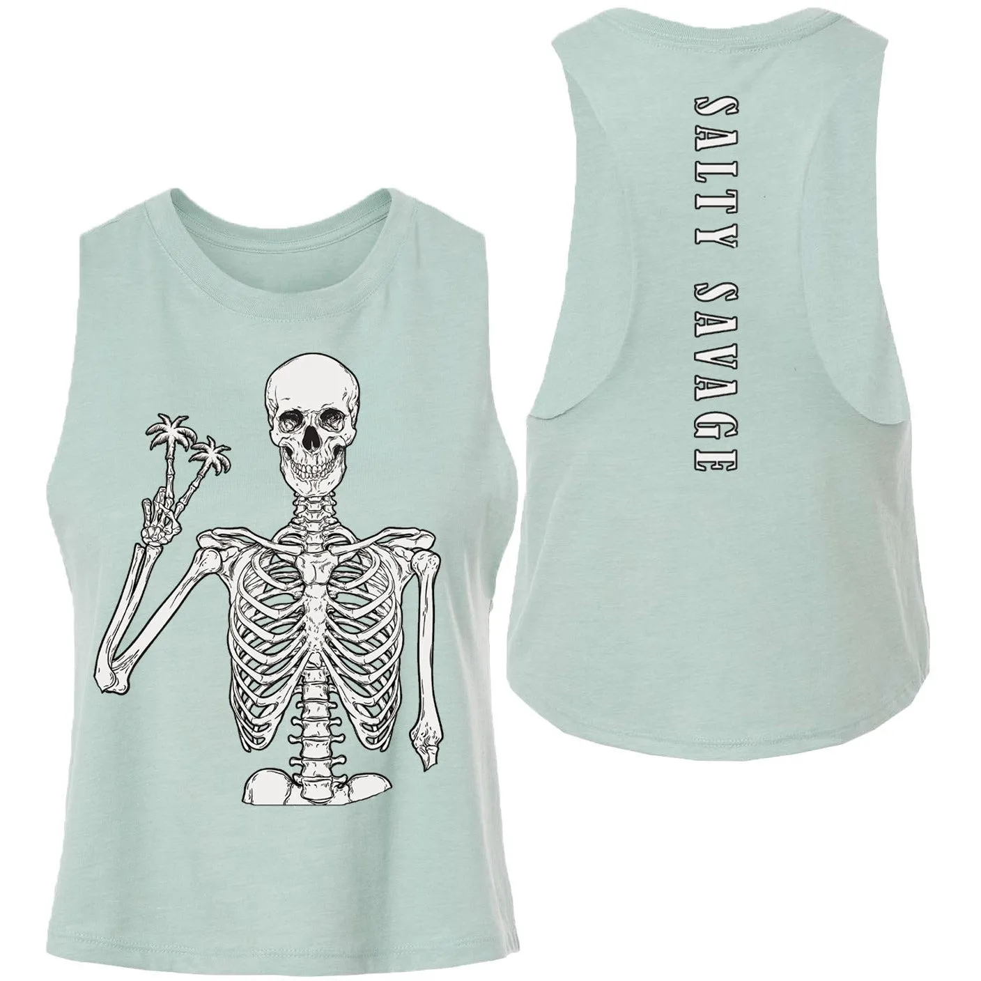 Salty Savage Ladies "Peace Skeleton" Flowy Crop Tank