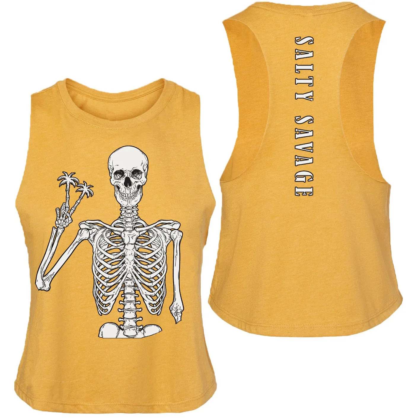 Salty Savage Ladies "Peace Skeleton" Flowy Crop Tank