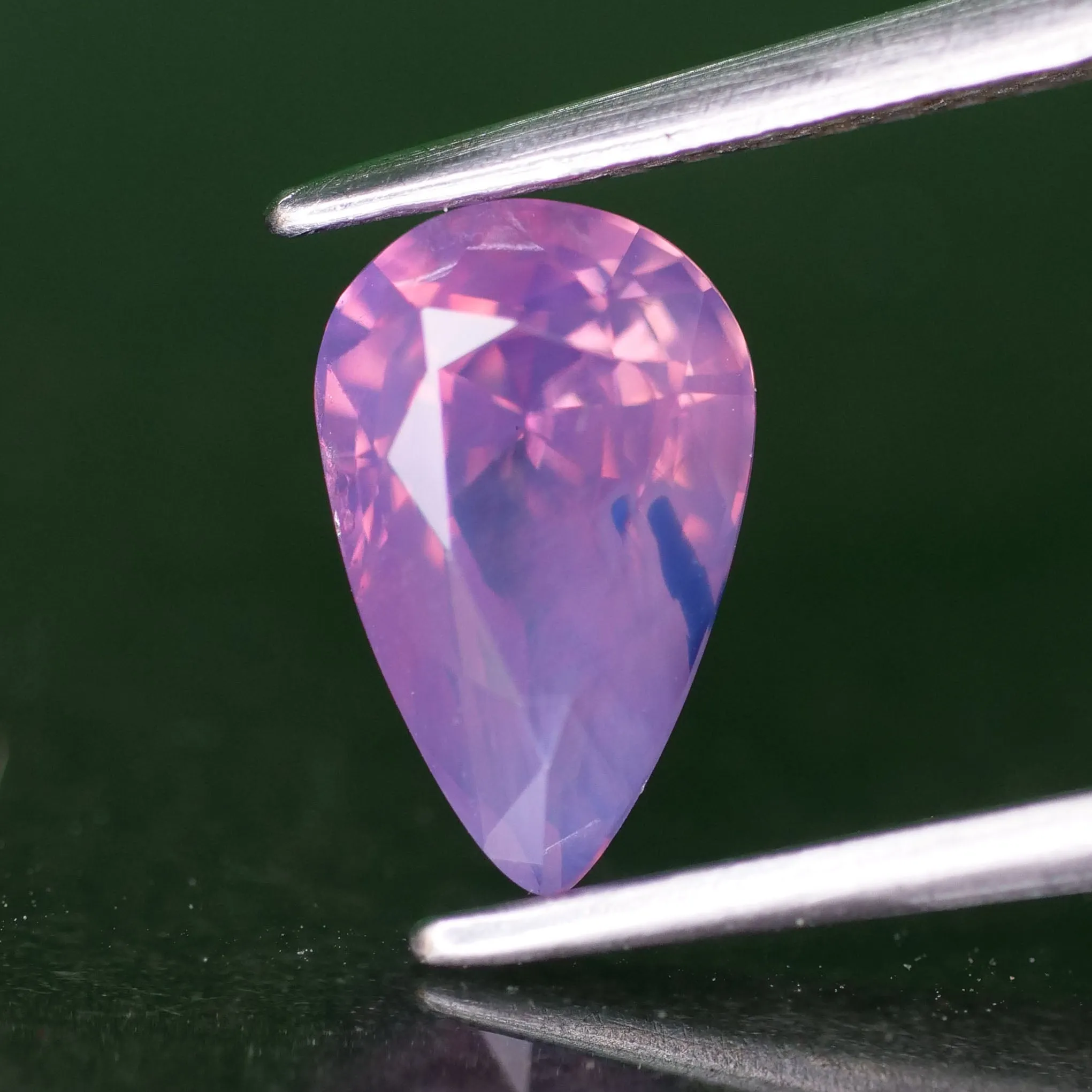 Sapphire opalescent | natural, mermaid purplish pink, pear cut *8x5mm, VS 1.3ct