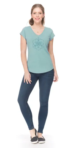 Sasha Tee - aqua seed of life - organic cotton