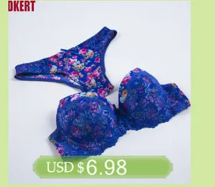 Sexy Lace Print Bra Brief Sets Push up Women's Underwear Set