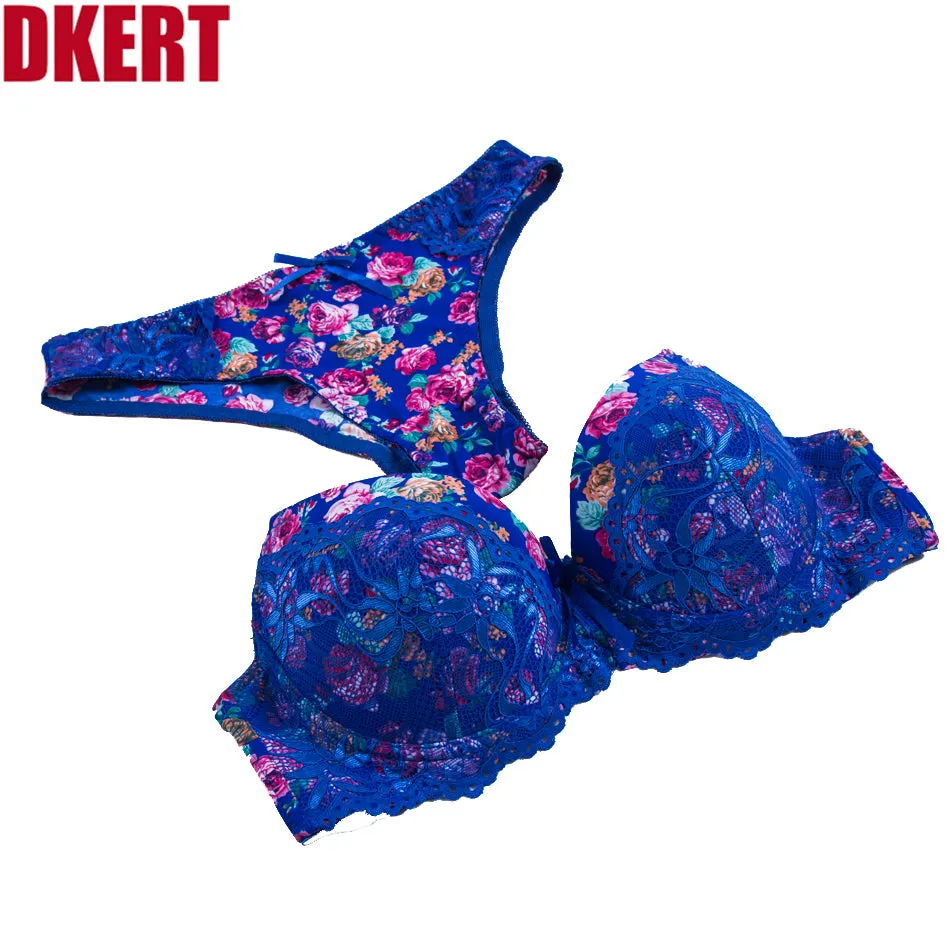 Sexy Lace Print Bra Brief Sets Push up Women's Underwear Set