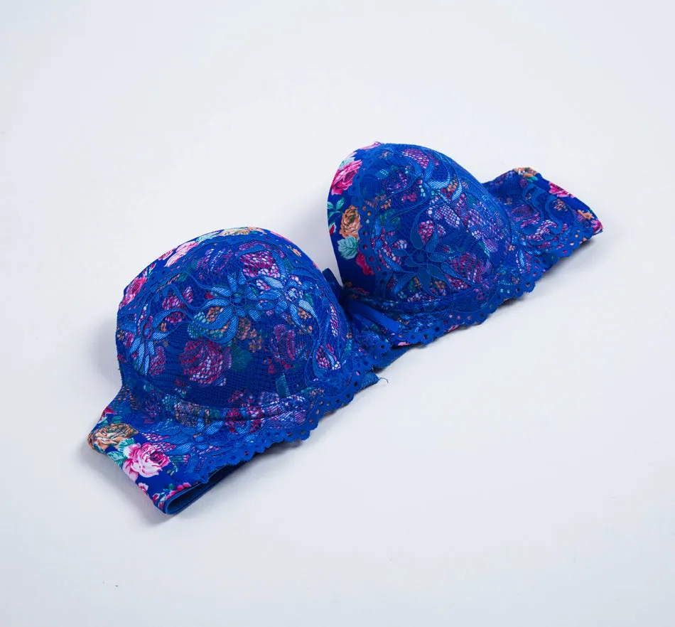 Sexy Lace Print Bra Brief Sets Push up Women's Underwear Set