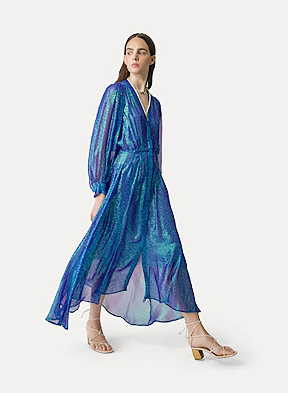 SHIRT DRESS IN IRIDESCENT SILK CHIFFON