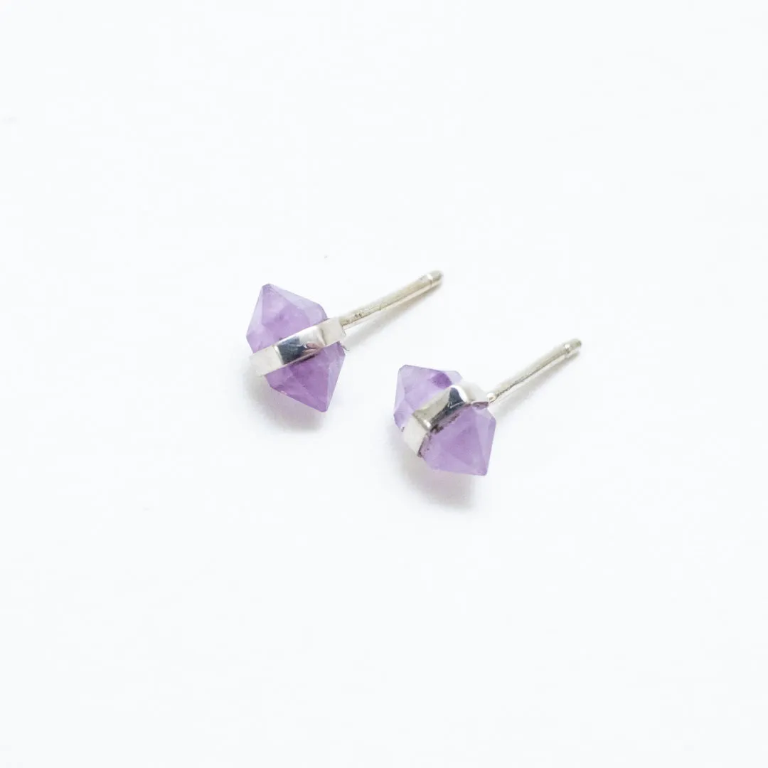 Silver Amethyst Wrap Studs