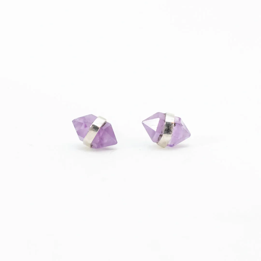 Silver Amethyst Wrap Studs