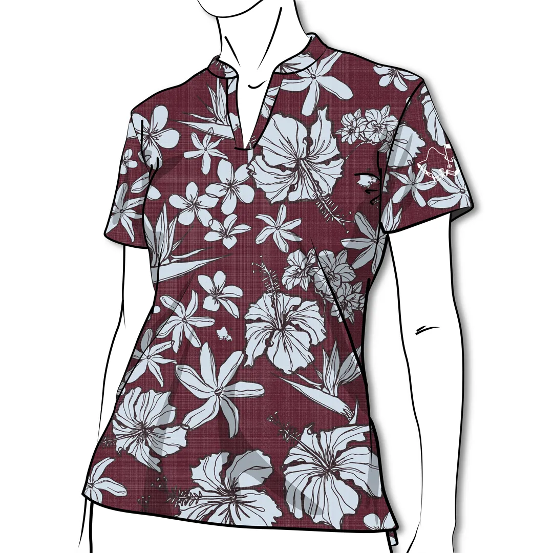 Sketchy Burgundy Haze - OGA Ladies Polo - Burgundy Ice