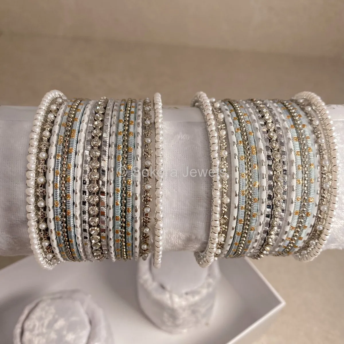 Small Blue & White Bangle Set