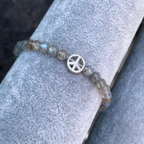 Sterling Silver Peace and Labradorite gemstone Bracelet