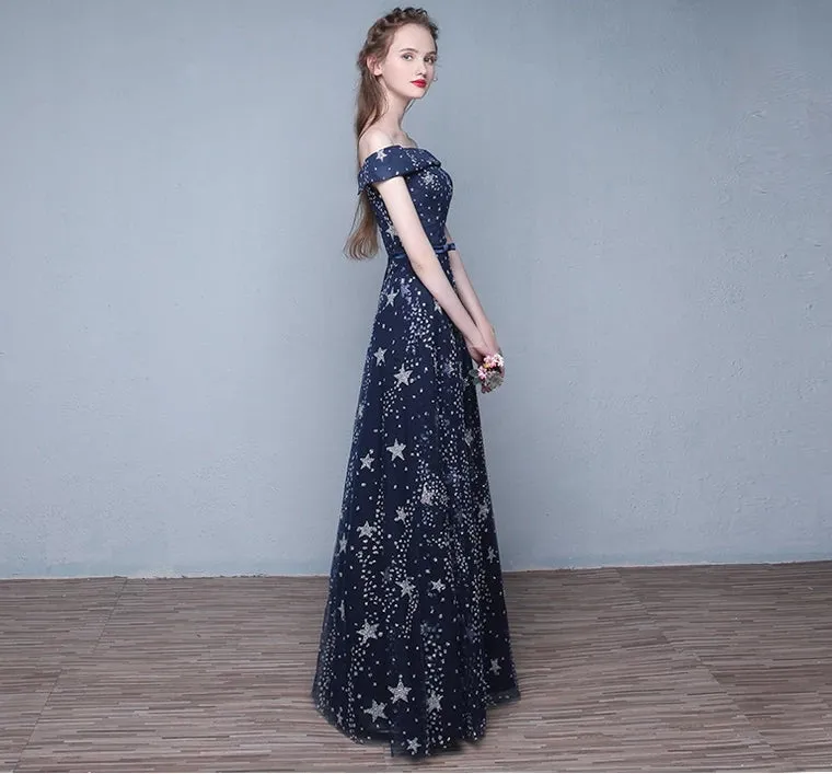 The Cassiopeia Off Shoulder Blue Gown