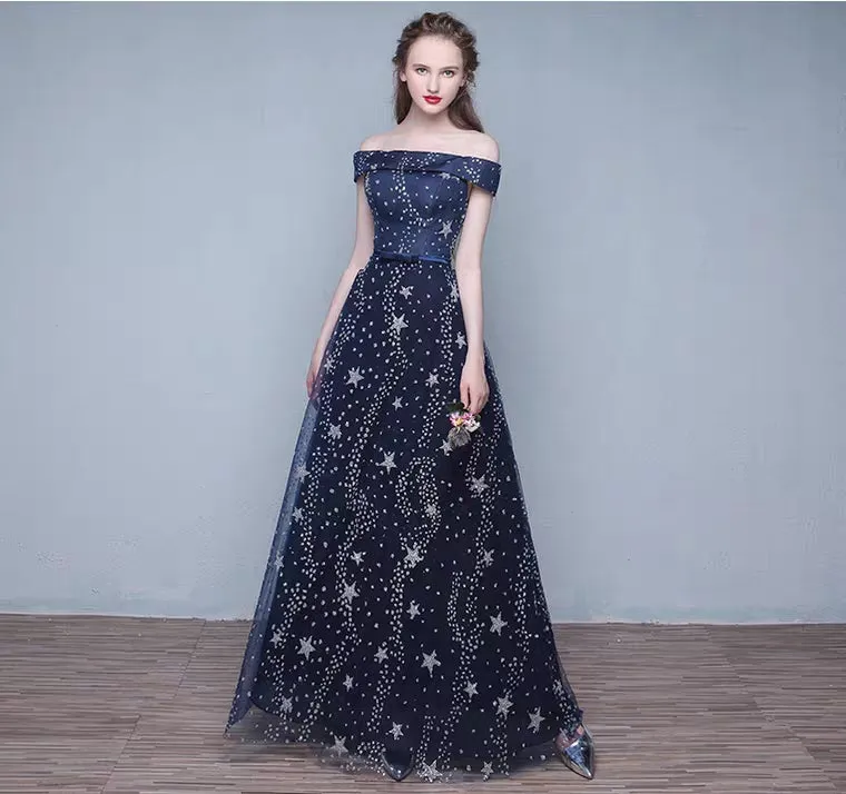 The Cassiopeia Off Shoulder Blue Gown