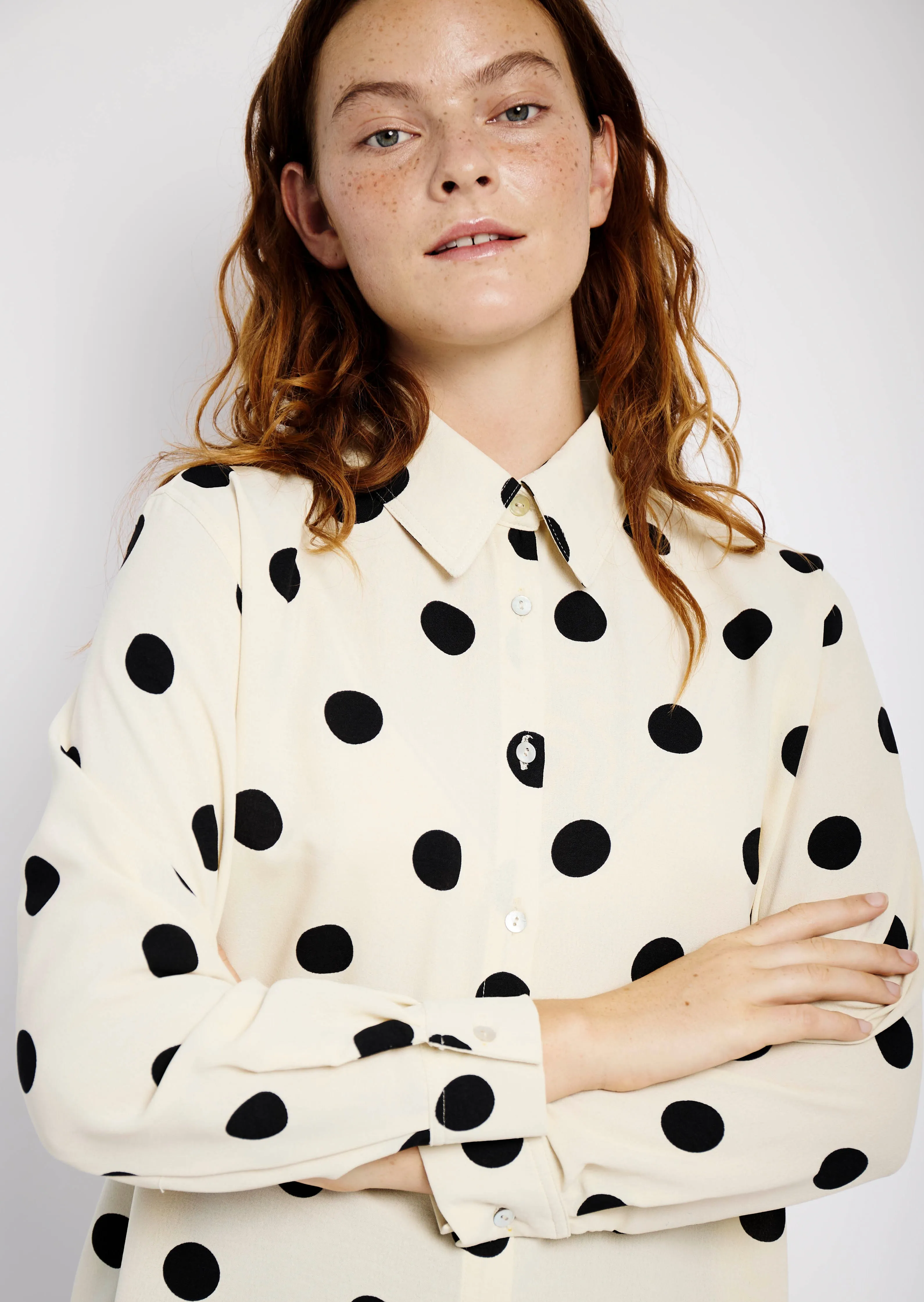 The Essential Shirt in Black and Cream Spot