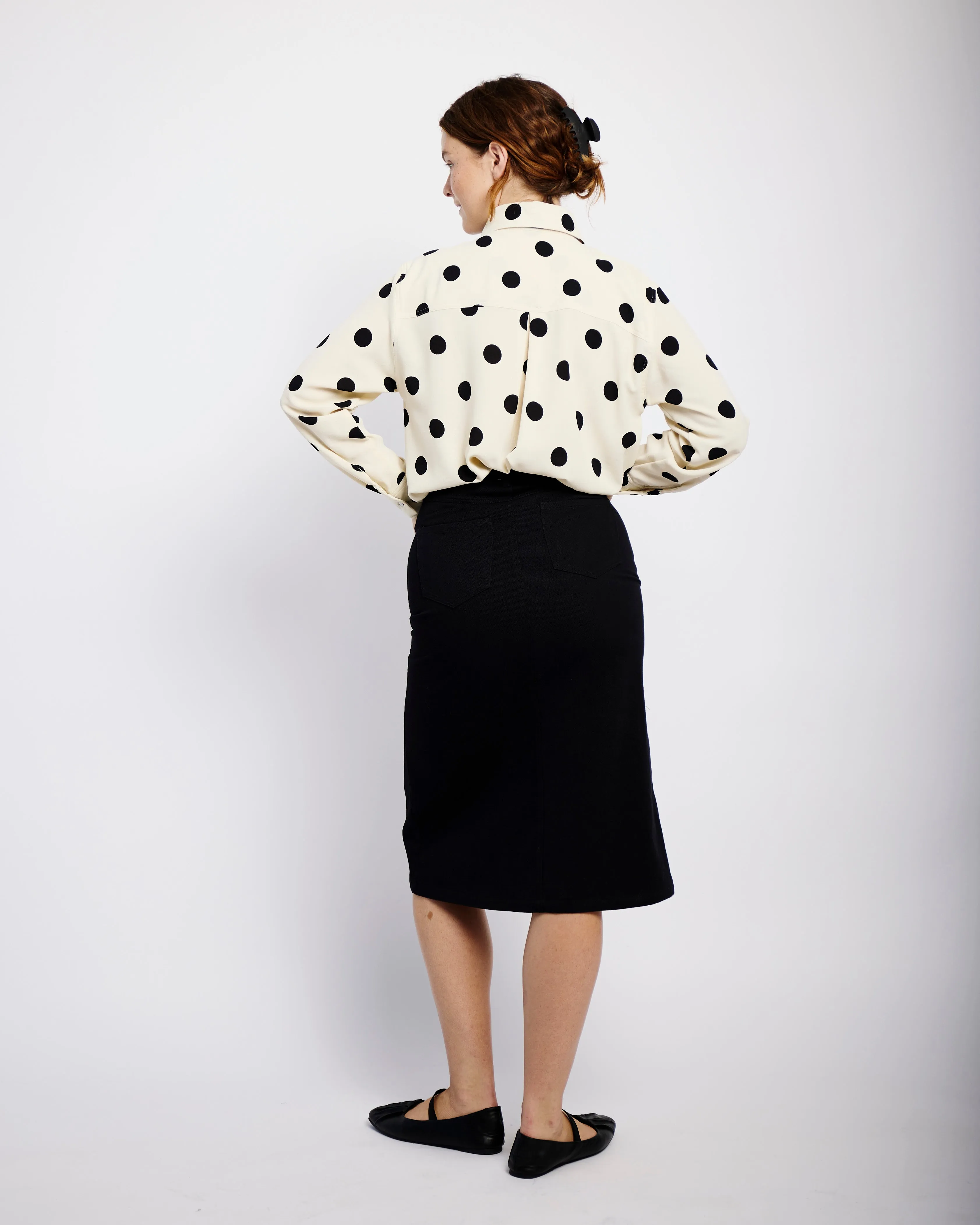 The Essential Shirt in Black and Cream Spot