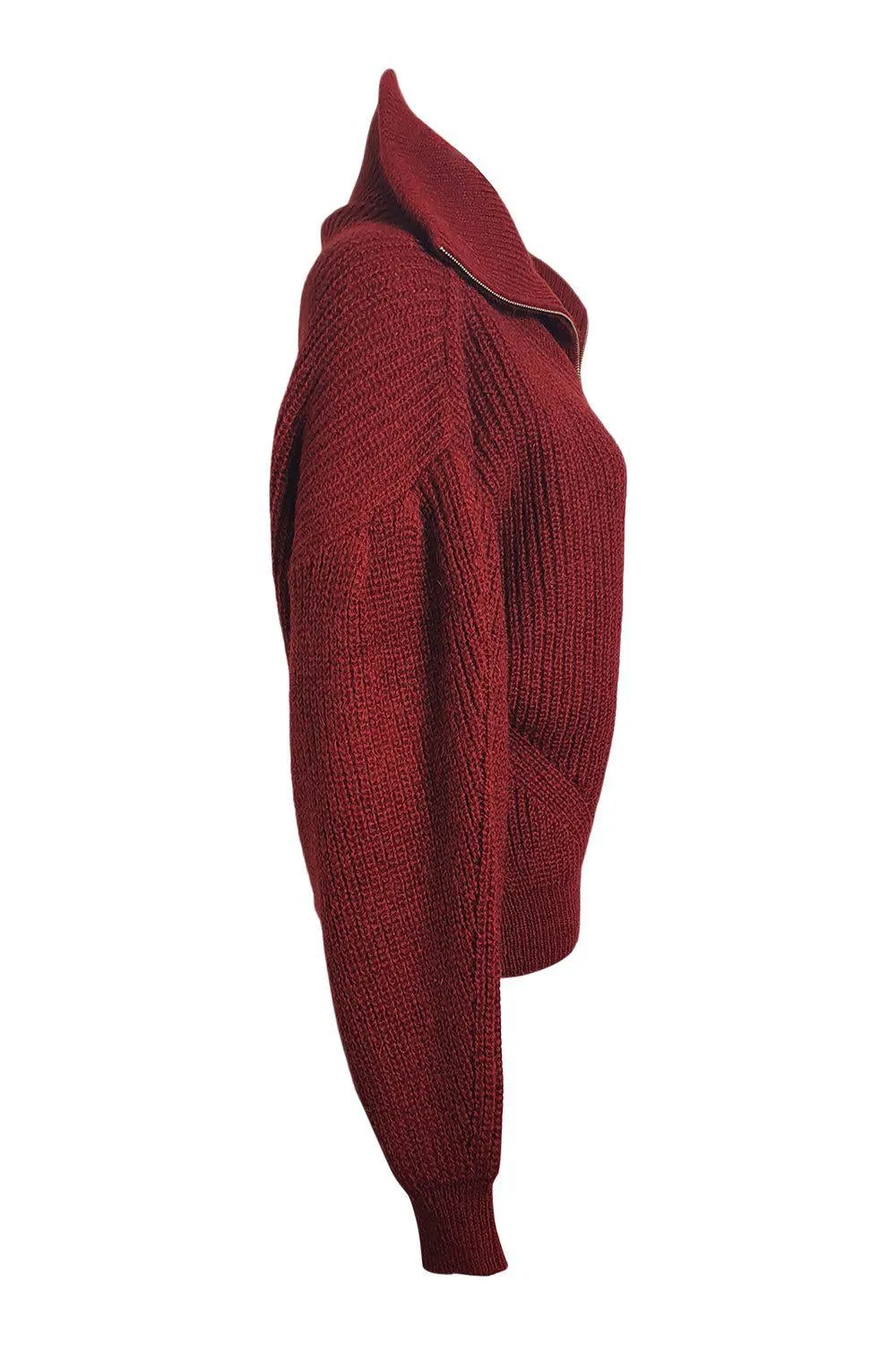 THE KOOPLES Red Mix Cable Knit Zipped Roll Neck Jumper (2 | UK 12 | EU 38)