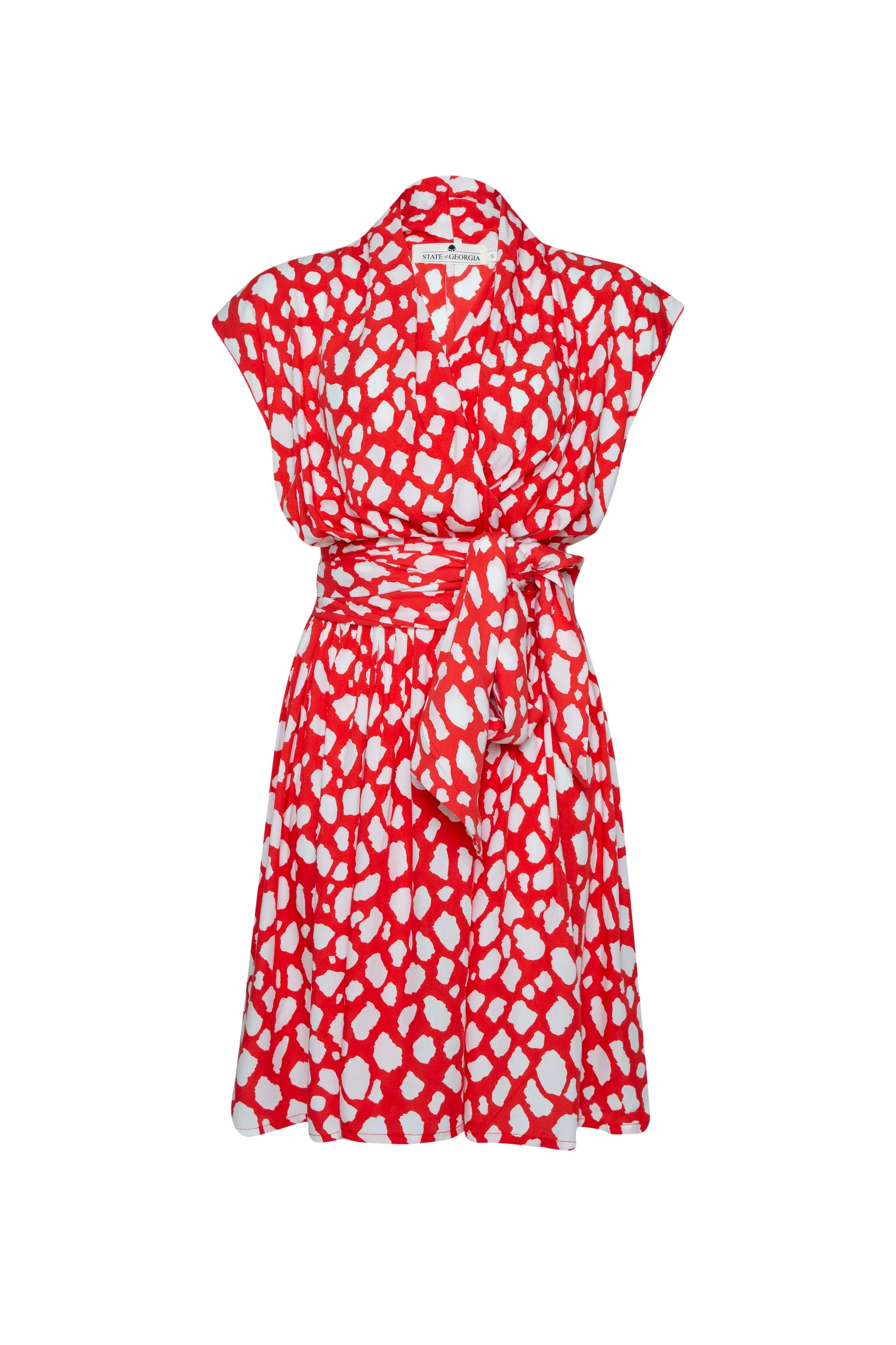 THE POINT DRESS SHORT - GIRAFFE RED AND WHITE