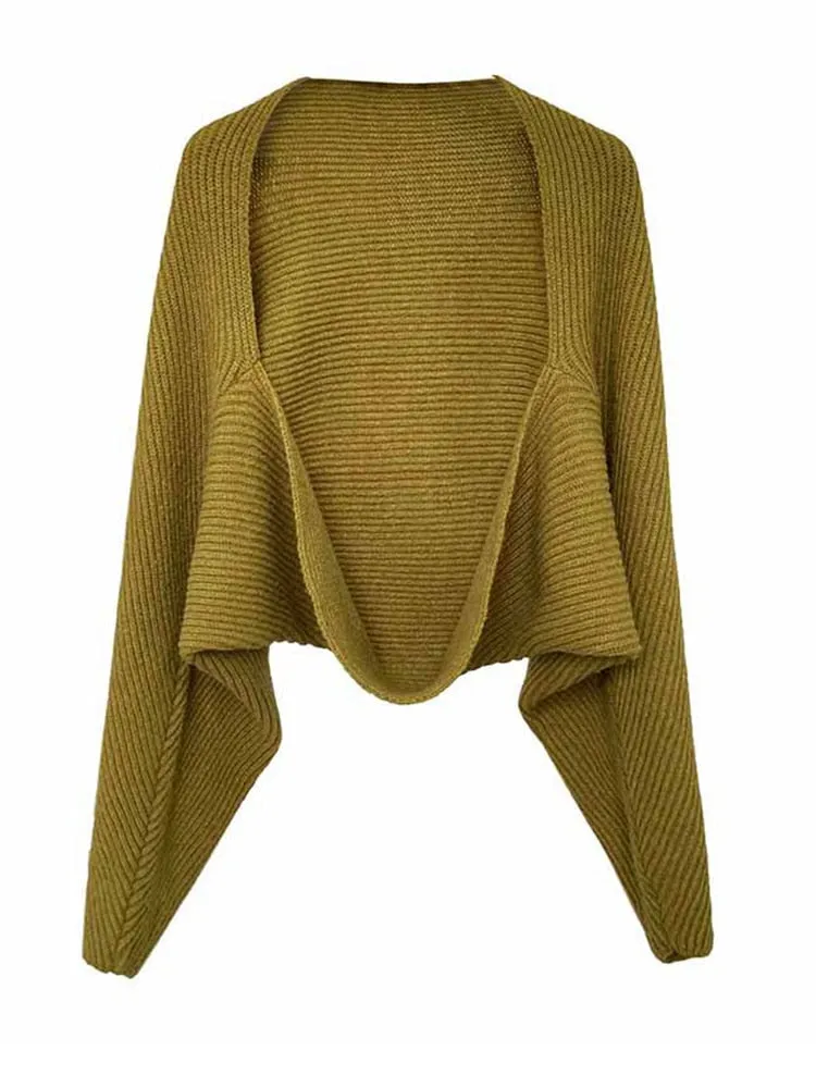 Touka Knitted Shrug Scarf - Olive Green