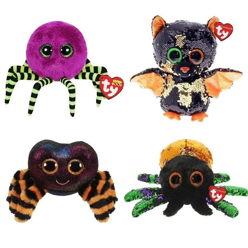 Ty 6''15cm Big Eyes Halloween Series Animal Dark Bat Cat Spider Soft Stuffed Plush Dolls Holiday Decoration Toys Kids Gift