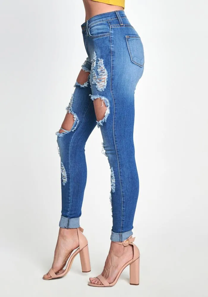 Vibrant Wild At Heart Skinny Jeans (Medium Stone) P1090