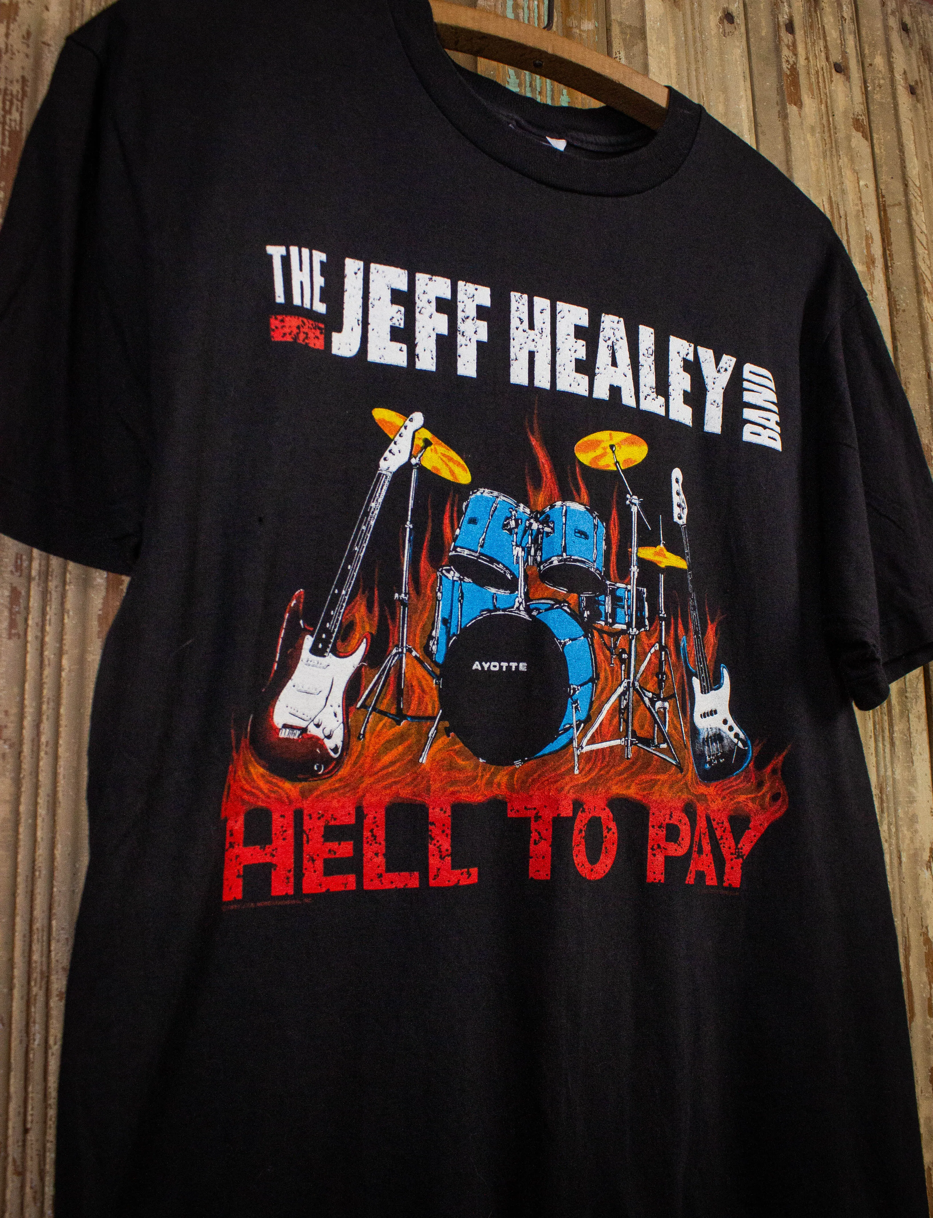 Vintage Jeff Healey Band Hell To Pay World Tour Concert T Shirt 1990-91 Black Medium