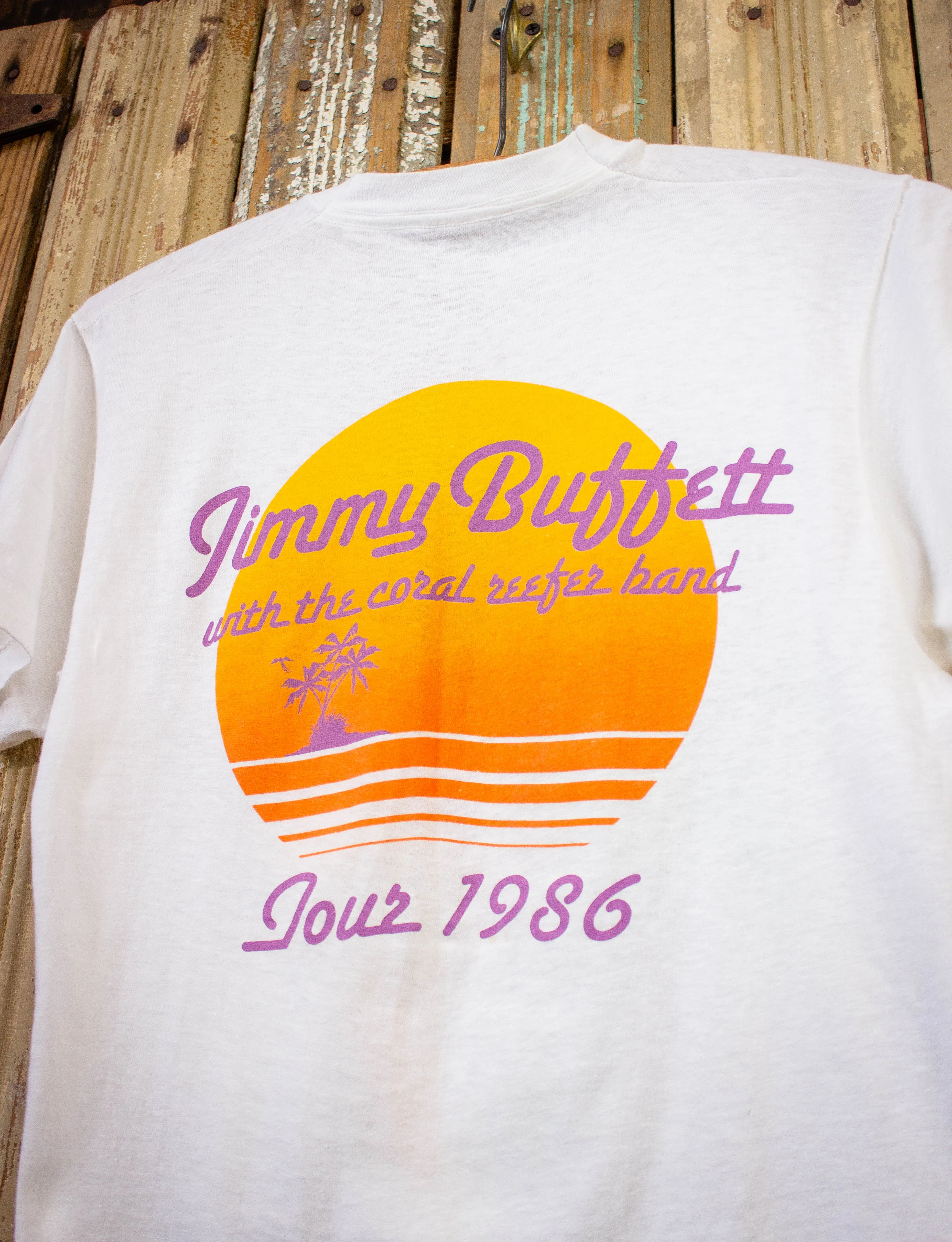 Vintage Jimmy Buffet Tour Concert T Shirt 1986 White Small