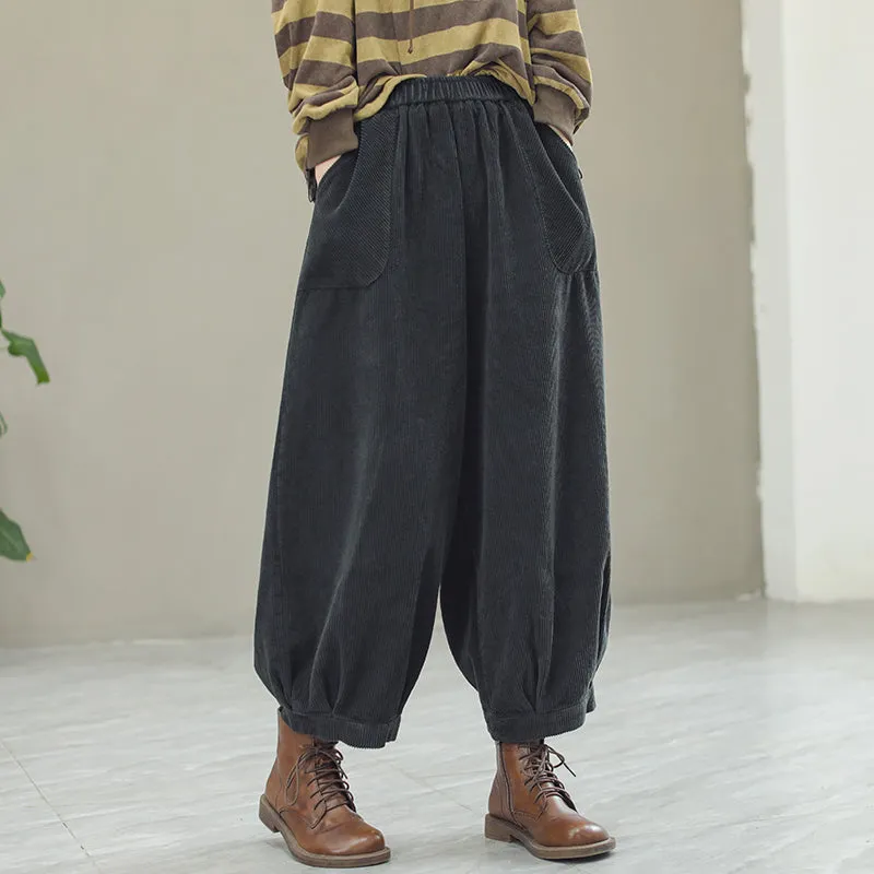 Women Retro Loose Corduroy Bloomers