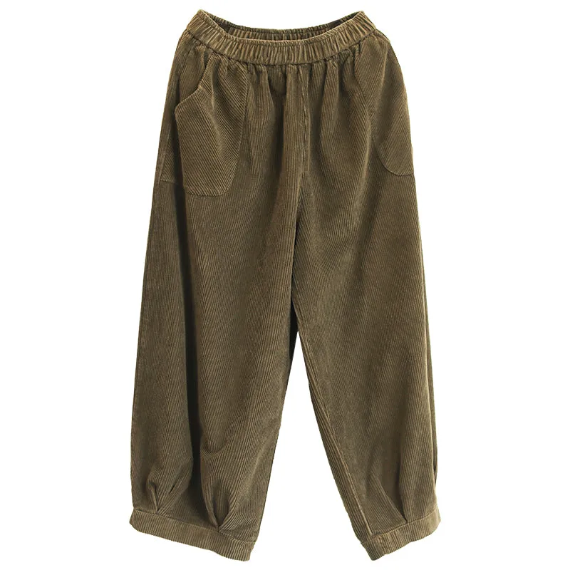 Women Retro Loose Corduroy Bloomers