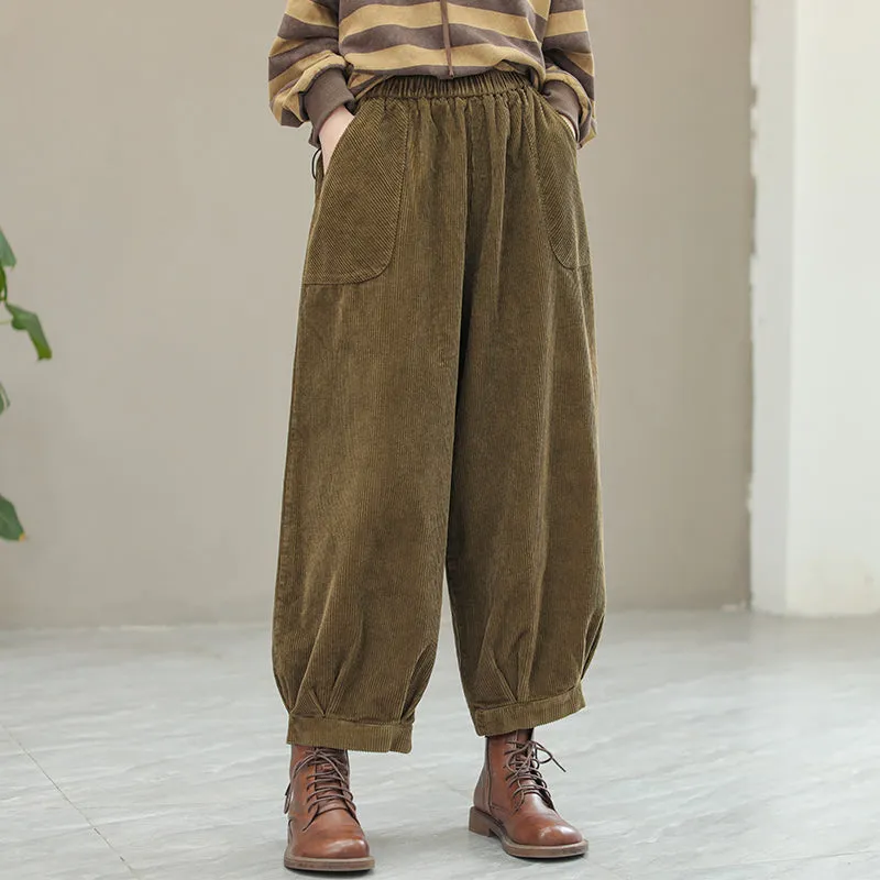 Women Retro Loose Corduroy Bloomers