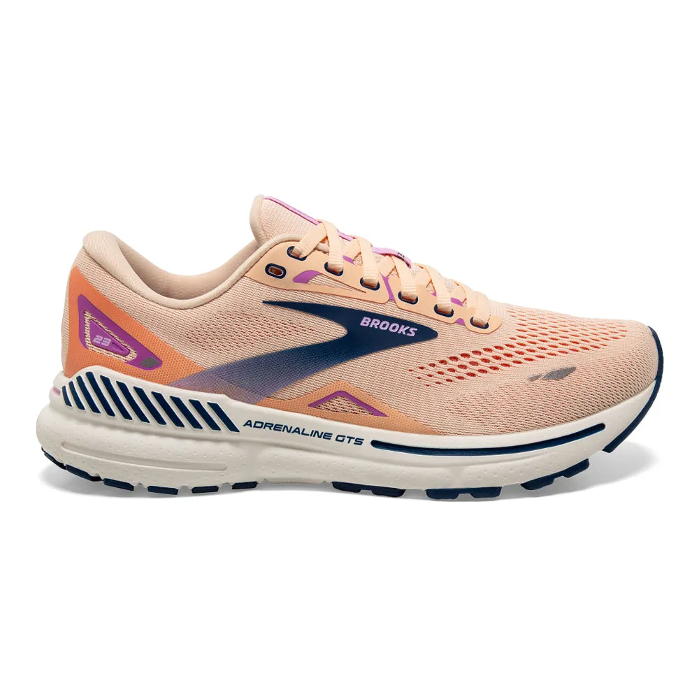 Women's Brooks Adrenaline GTS 23, Apricot/Estate Blue/Orchid, 10.5 B Medium