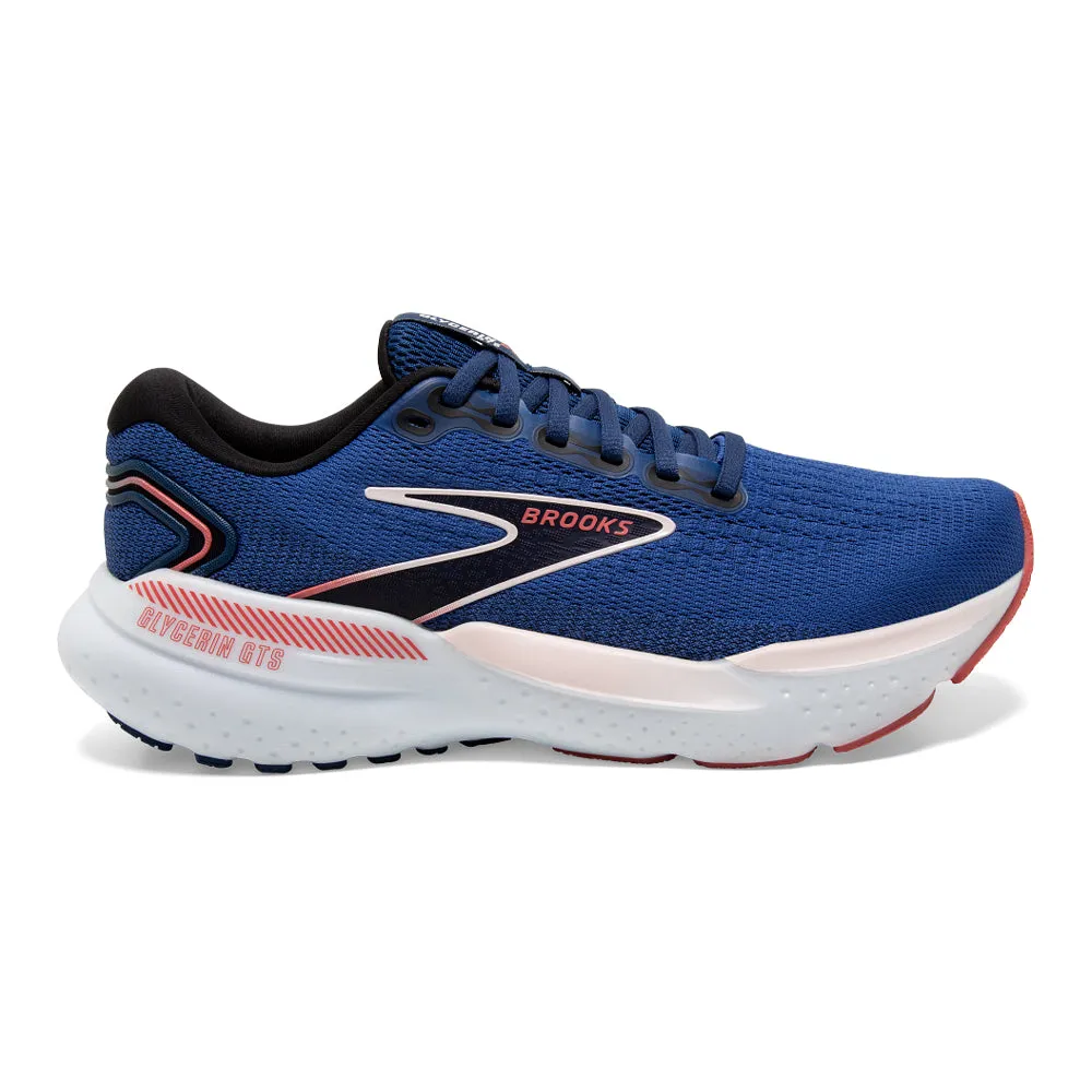 Women's Brooks Glycerin GTS 21, Blue/Icy Pink/Rose, 7.5 B Medium