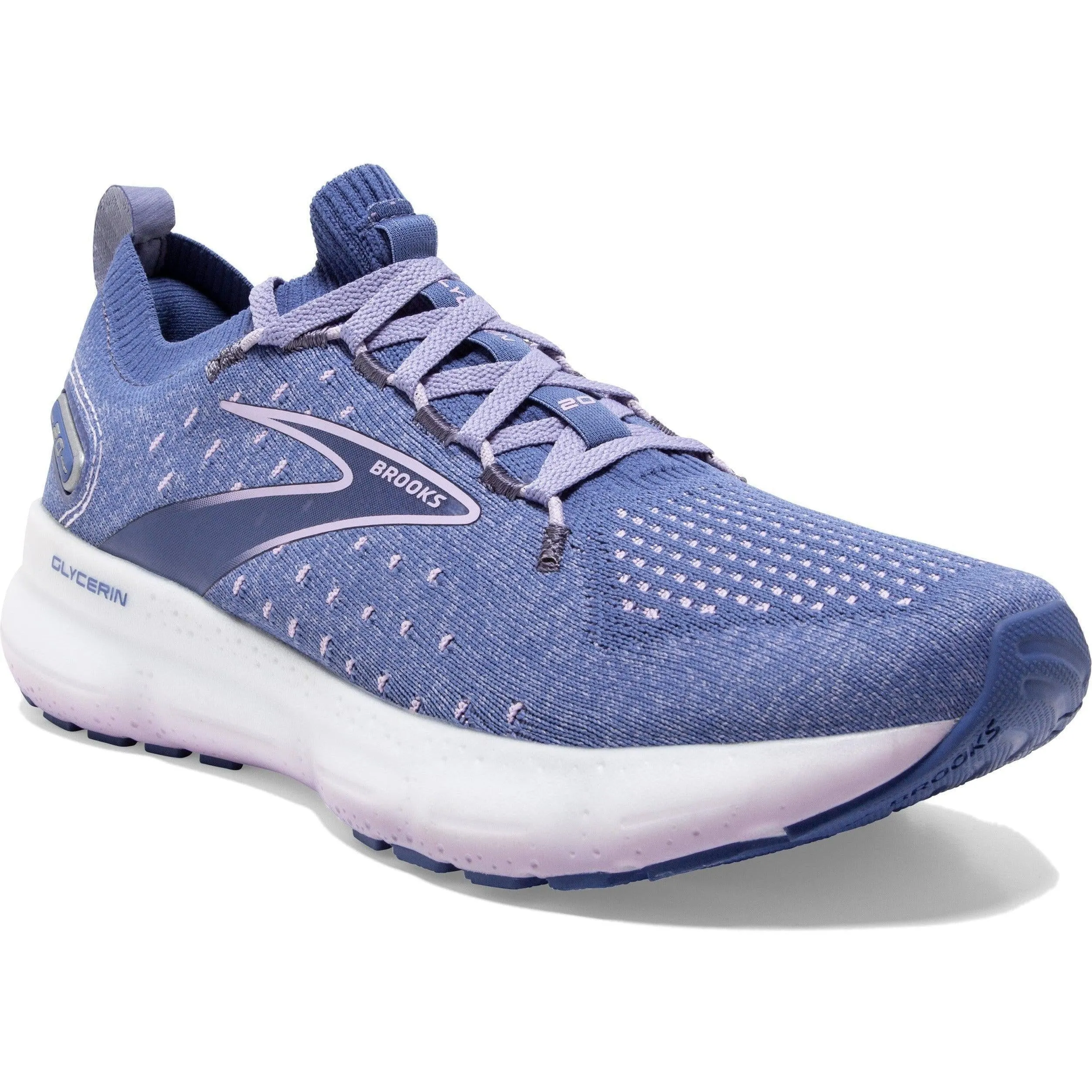 Women's Brooks Glycerin StealthFit 20, Blue/Pastel Lilac/White, 11.5 B Medium