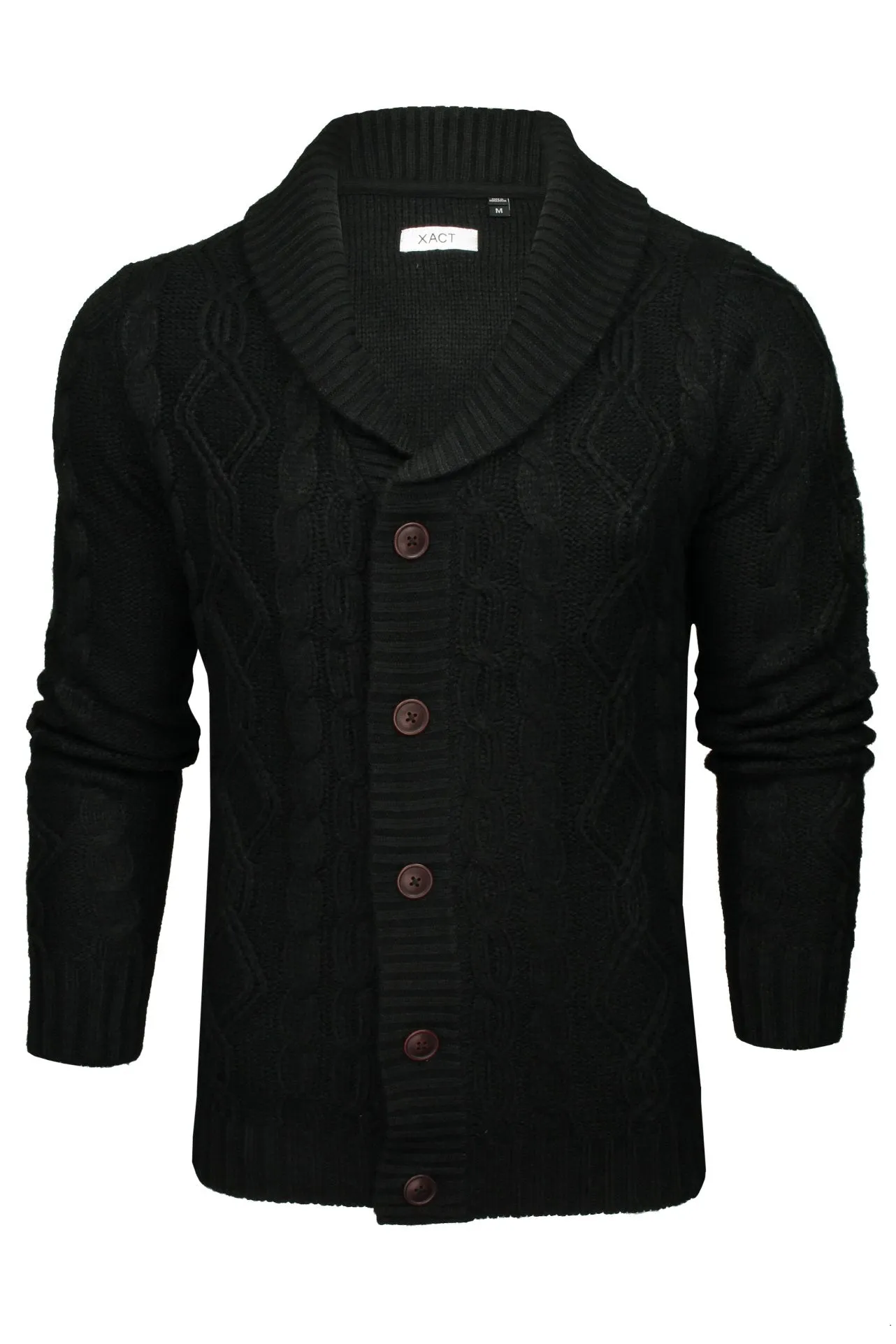 Xact Mens Shawl Neck Cable Knit Cardigan