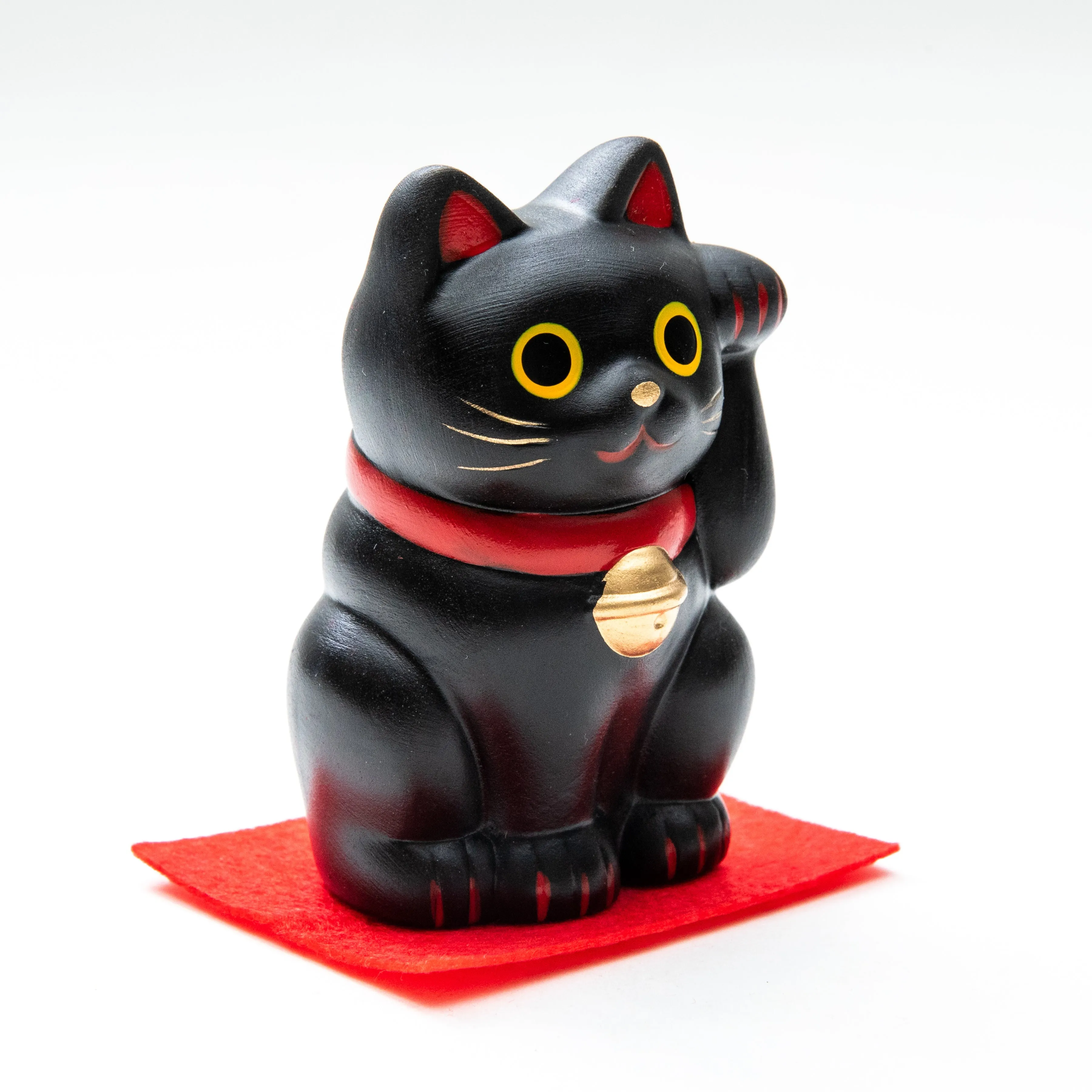 Yakushigama Ceramic Black Beckoning Cat L