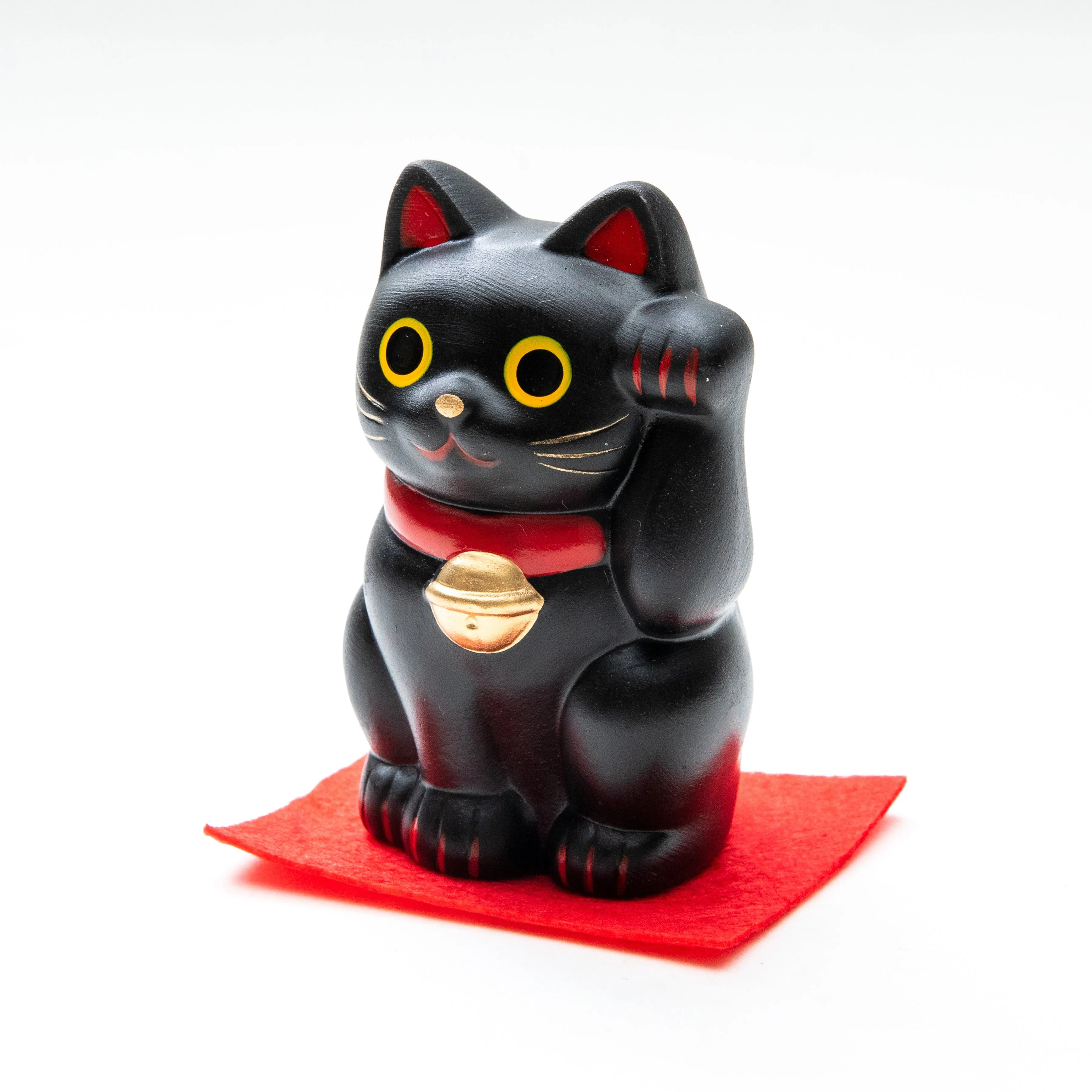 Yakushigama Ceramic Black Beckoning Cat L