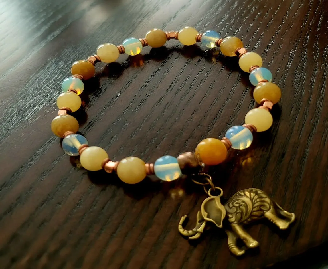 Yellow Calcite & Old Yellow Cloudy Quartz Bracelet